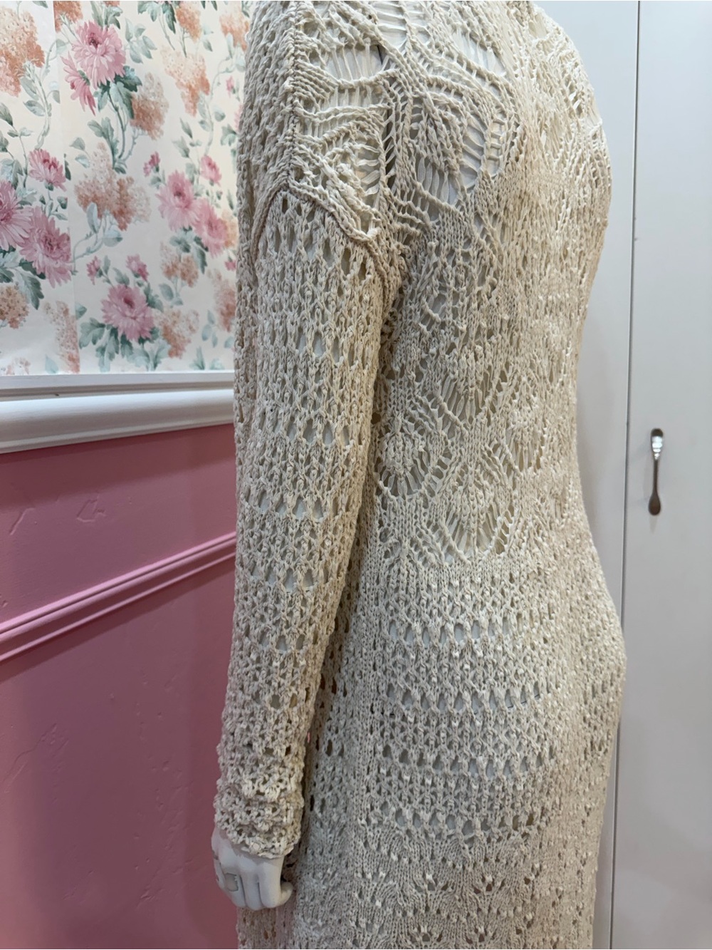 American Eagle Outfitters Longline Open-Knit Cardigan - Cream - Picture 5 of 6